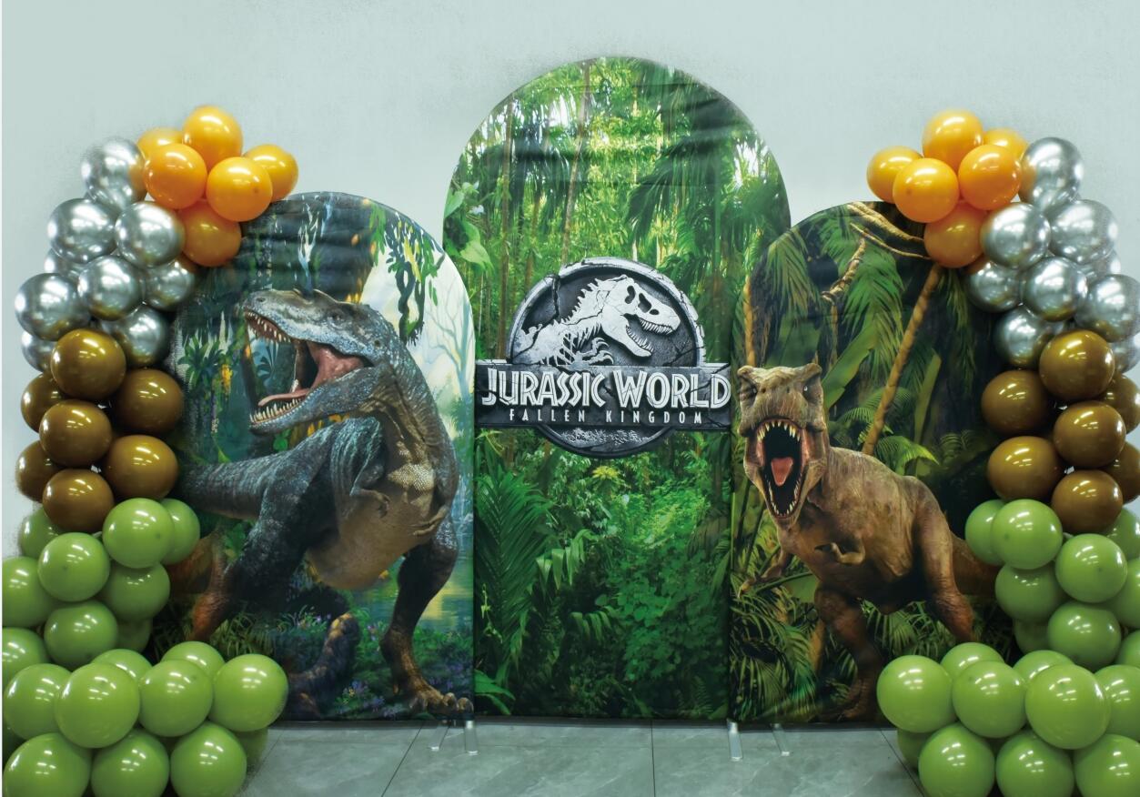 Mocsicka Boy's Birthday Dianosour Double-printed Chiara Cover Backdrop-Mocsicka Party