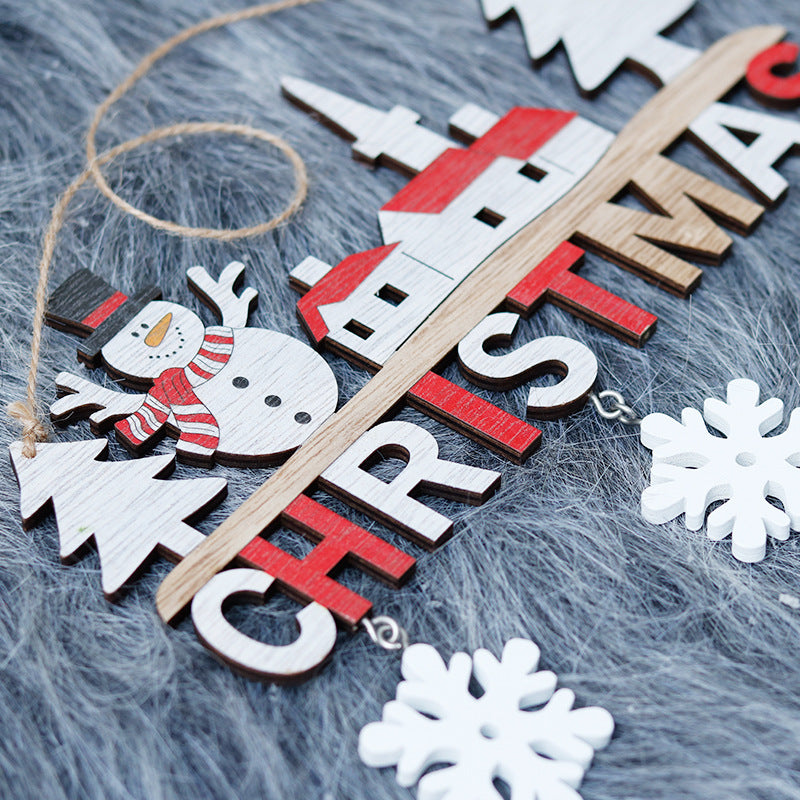 Mocsicka 3Pcs Christmas Wooden Pendant decor Accessories