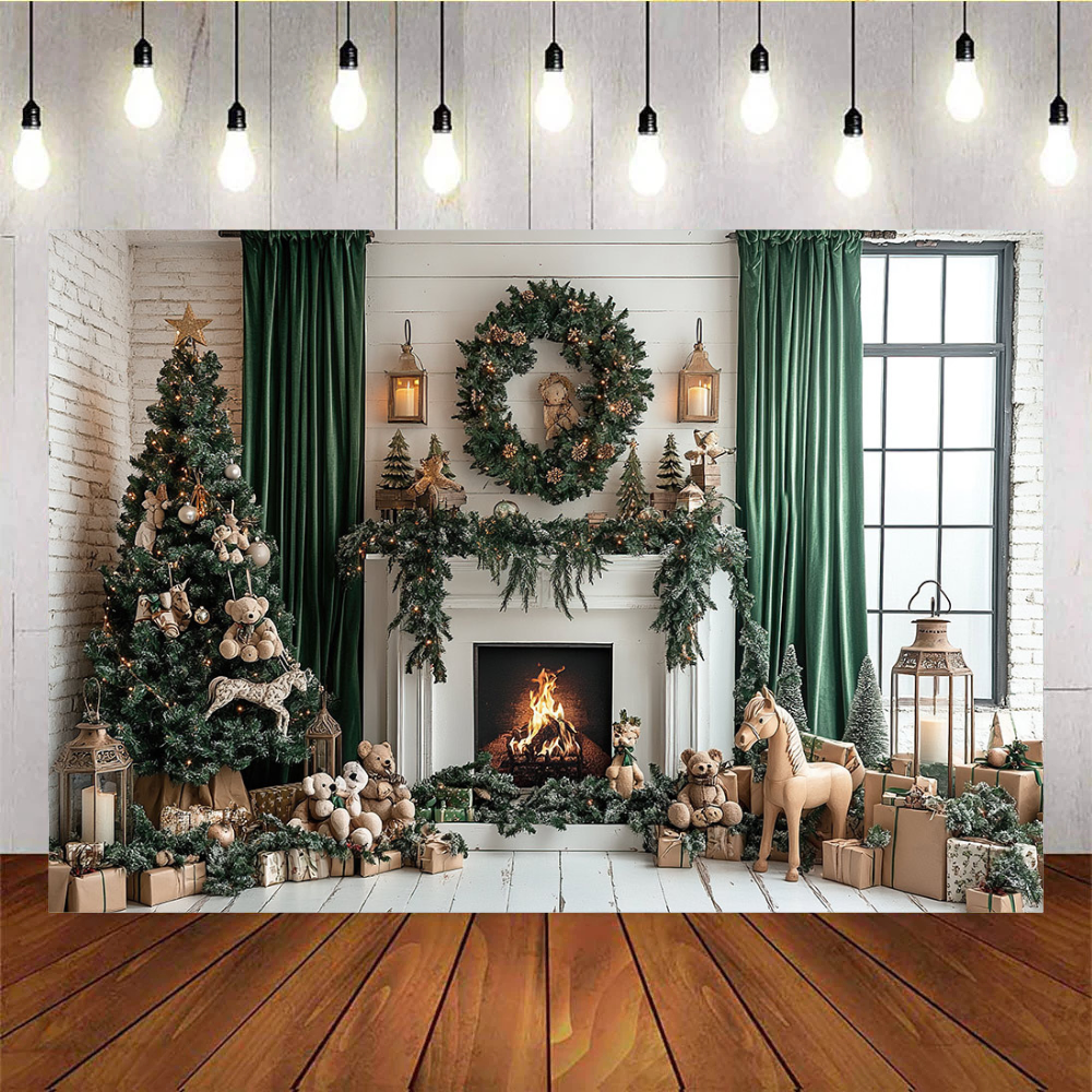 Mocsicka Green Christmas Tree Christmas Wreath Background – Mocsicka Party