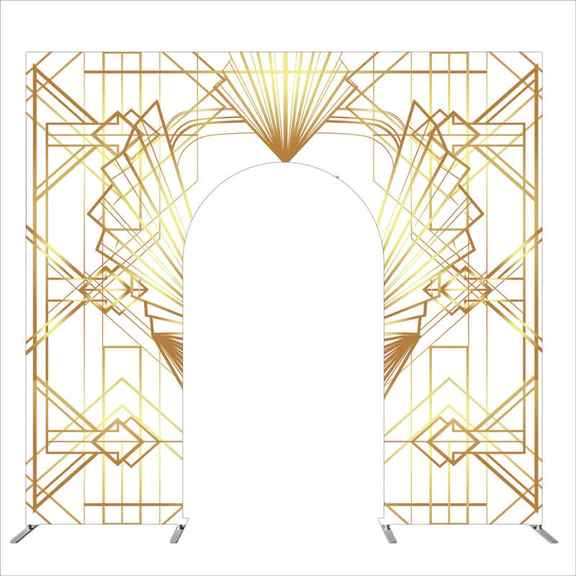 Flash Sale Mocsicka 9x10ft Aluminum Alloy Arch Door Stand and Double-printed Cover Backdrop for Party Decoration