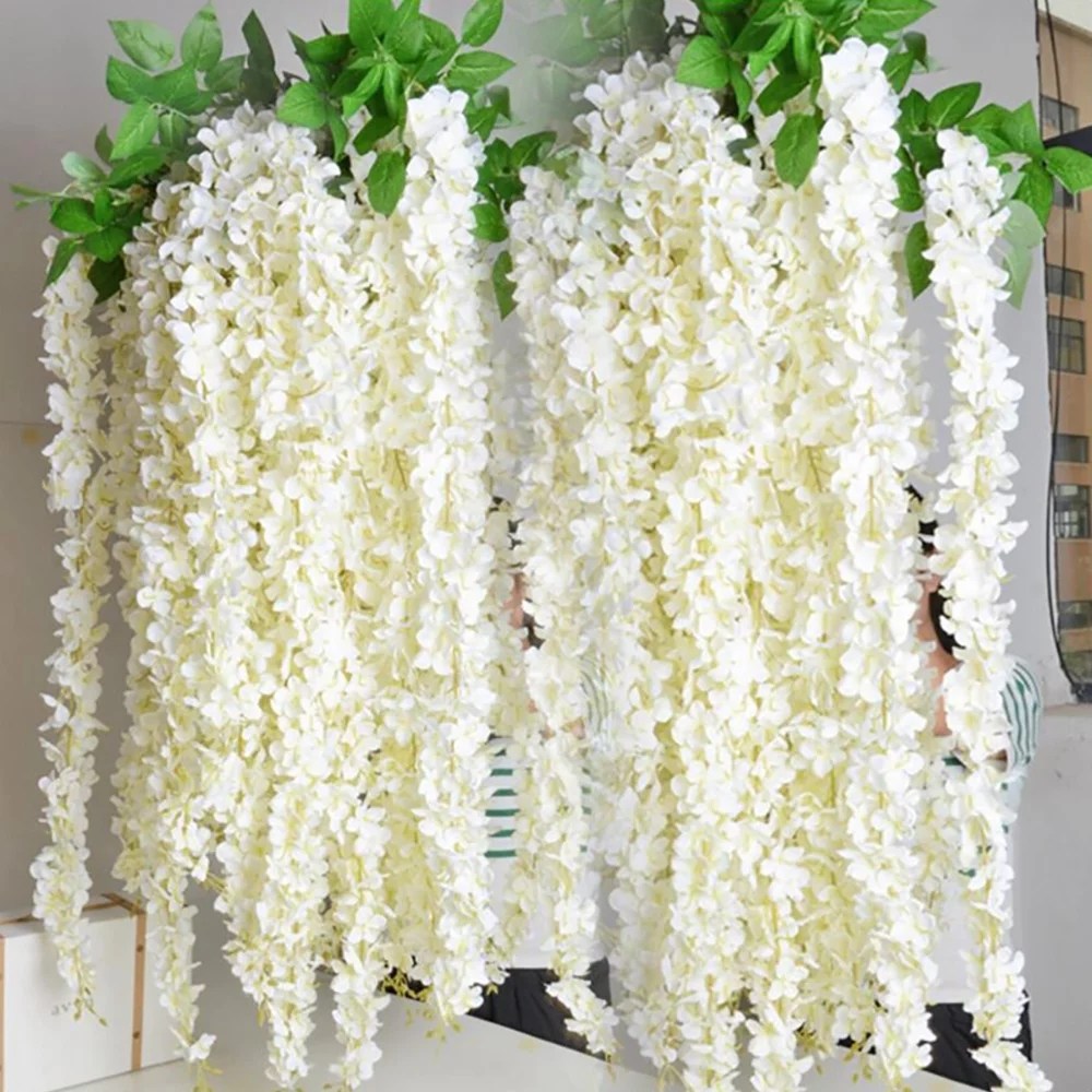 Mocsicka 20Pcs 4ft Artificial Long Flower Strings for Wedding Party Decoration