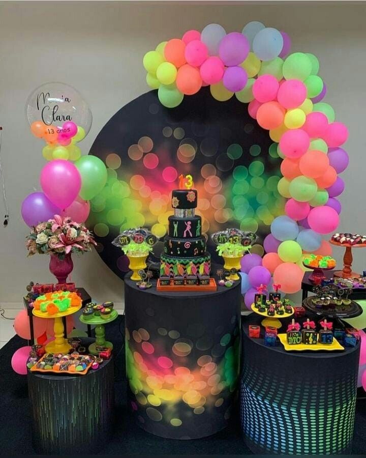 Mocsicka Black Background Colorful Bokeh Halo Round Cover Backdrop-Mocsicka Party