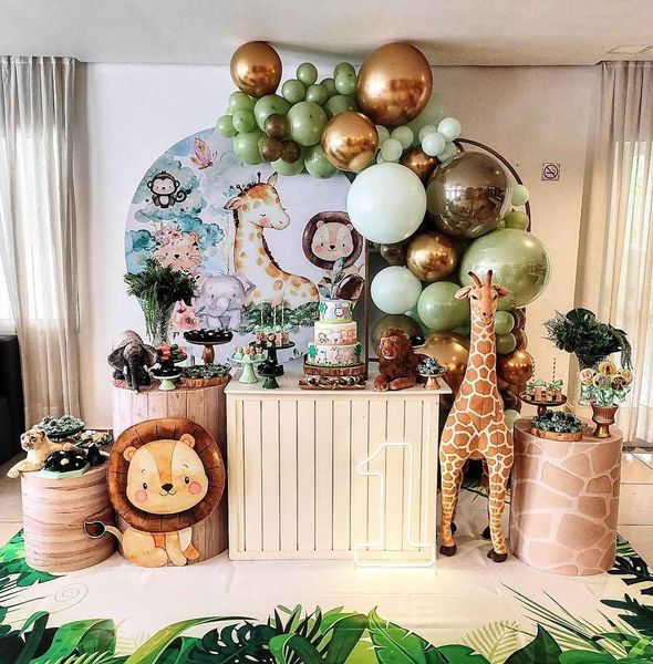 Mocsicka Baby Safari Animals Round cover and Cylinder Cover Kit for Birthday Party Decoration-Mocsicka Party