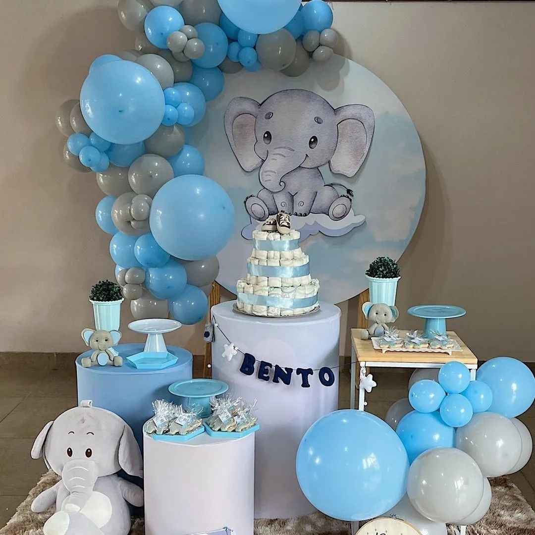 Mocsicka Cute Baby Elephant Round cover and Cylinder Cover Kit for Baby Shower Party Decoration-Mocsicka Party