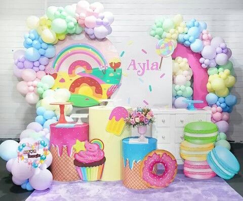 Mocsicka Dessert Theme Round cover and Cylinder Cover Kit for Birthday Party Decoration-Mocsicka Party