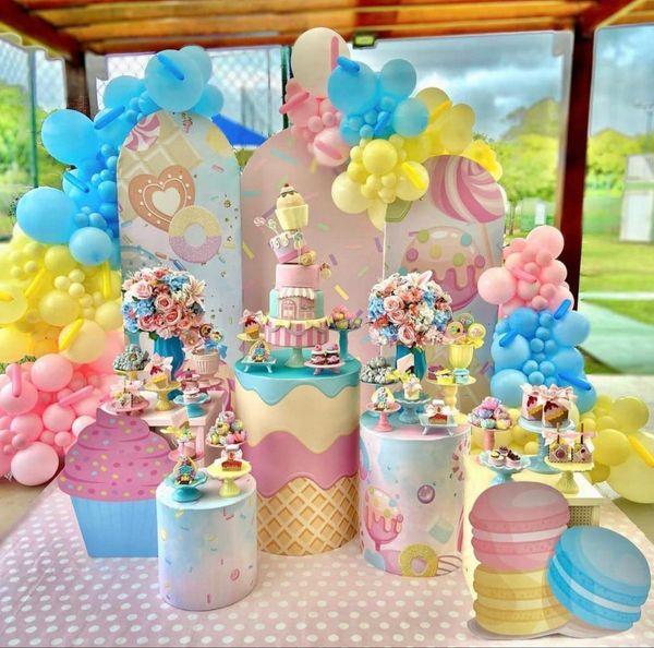 Mocsicka Candy Donut Theme Double-printed Chiara Cover Backdrop for Birthday Party-Mocsicka Party