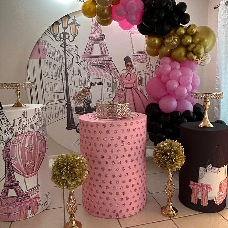 Mocsicka Pink Fashion Woman Decorations Party Round Cover-Mocsicka Party