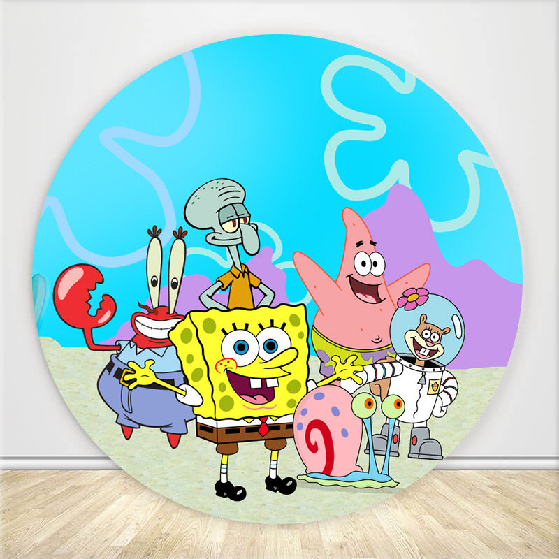 Mocsicka Kids Birthday Party Cartoon Theme Round Cover Backdrops