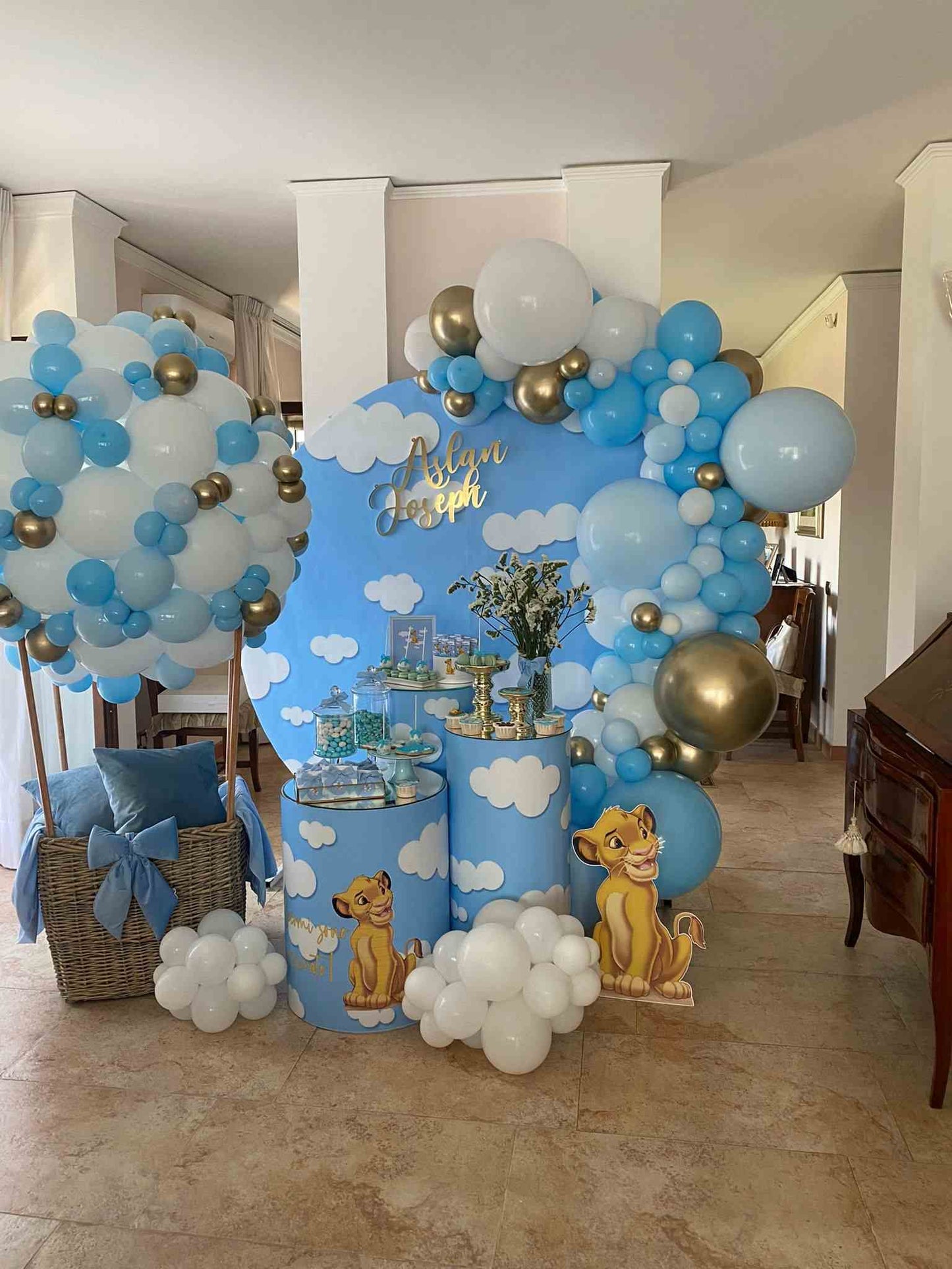 Mocsicka Blue Sky and White Clouds Round Cover Backdrop for Birthday Party-Mocsicka Party