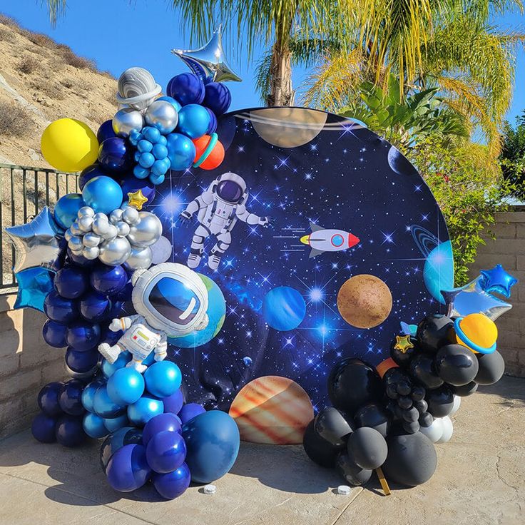 Mocsicka Space Travel Theme Happy Birthday Party Round Cover-Mocsicka Party