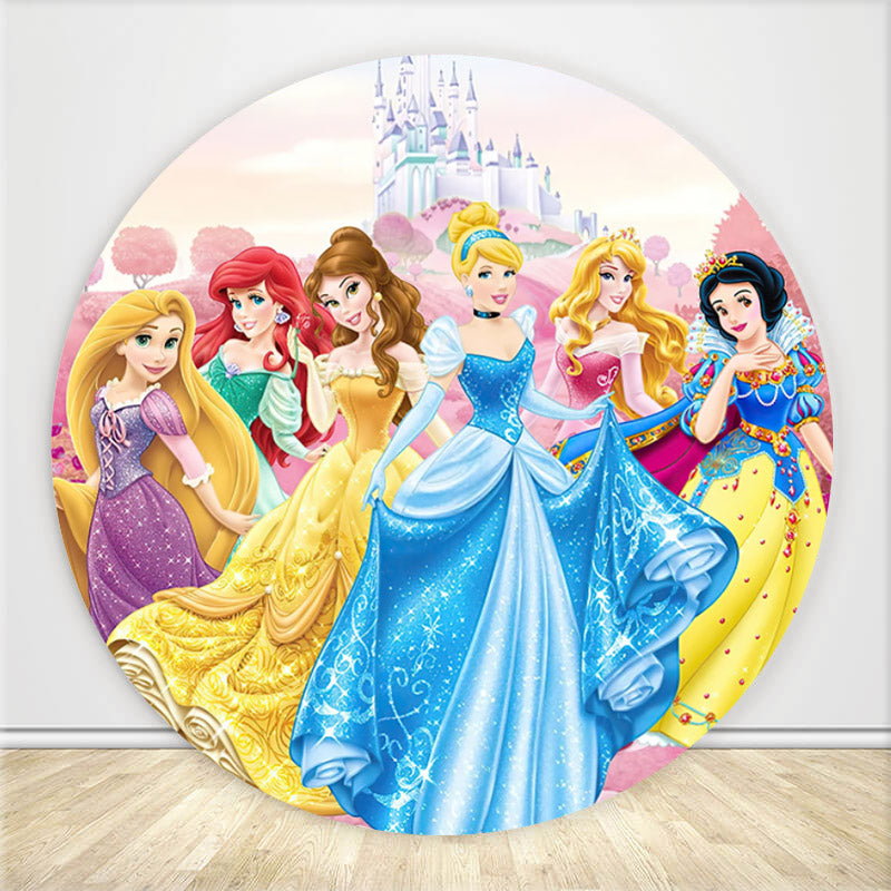 Mocsicka Kids Birthday Party Cartoon Theme Round Cover Backdrops