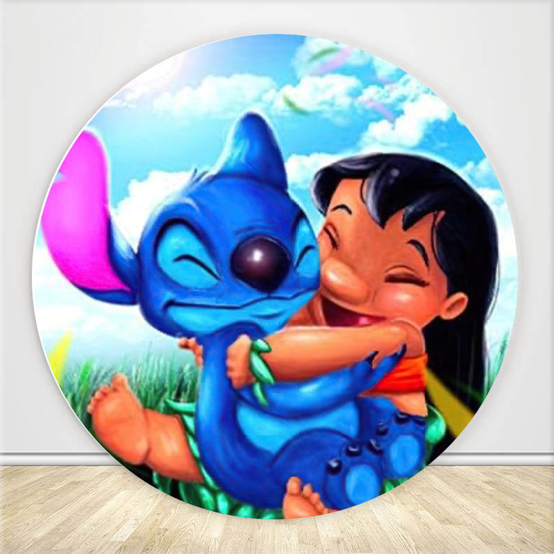 Mocsicka Kids Birthday Party Cartoon Theme Round Cover Backdrops