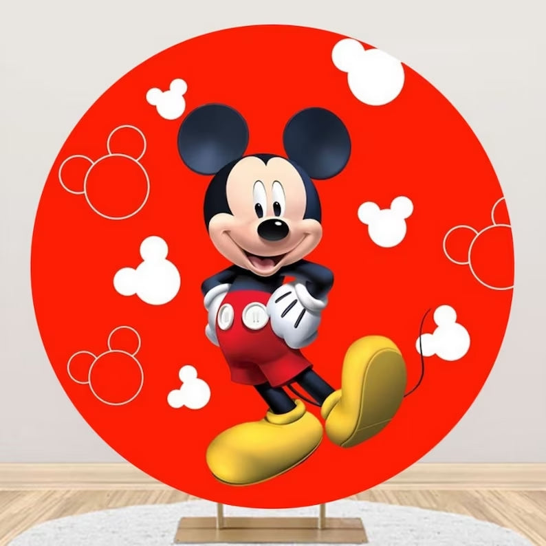 Mocsicka Kids Birthday Party Cartoon Theme Round Cover Backdrops