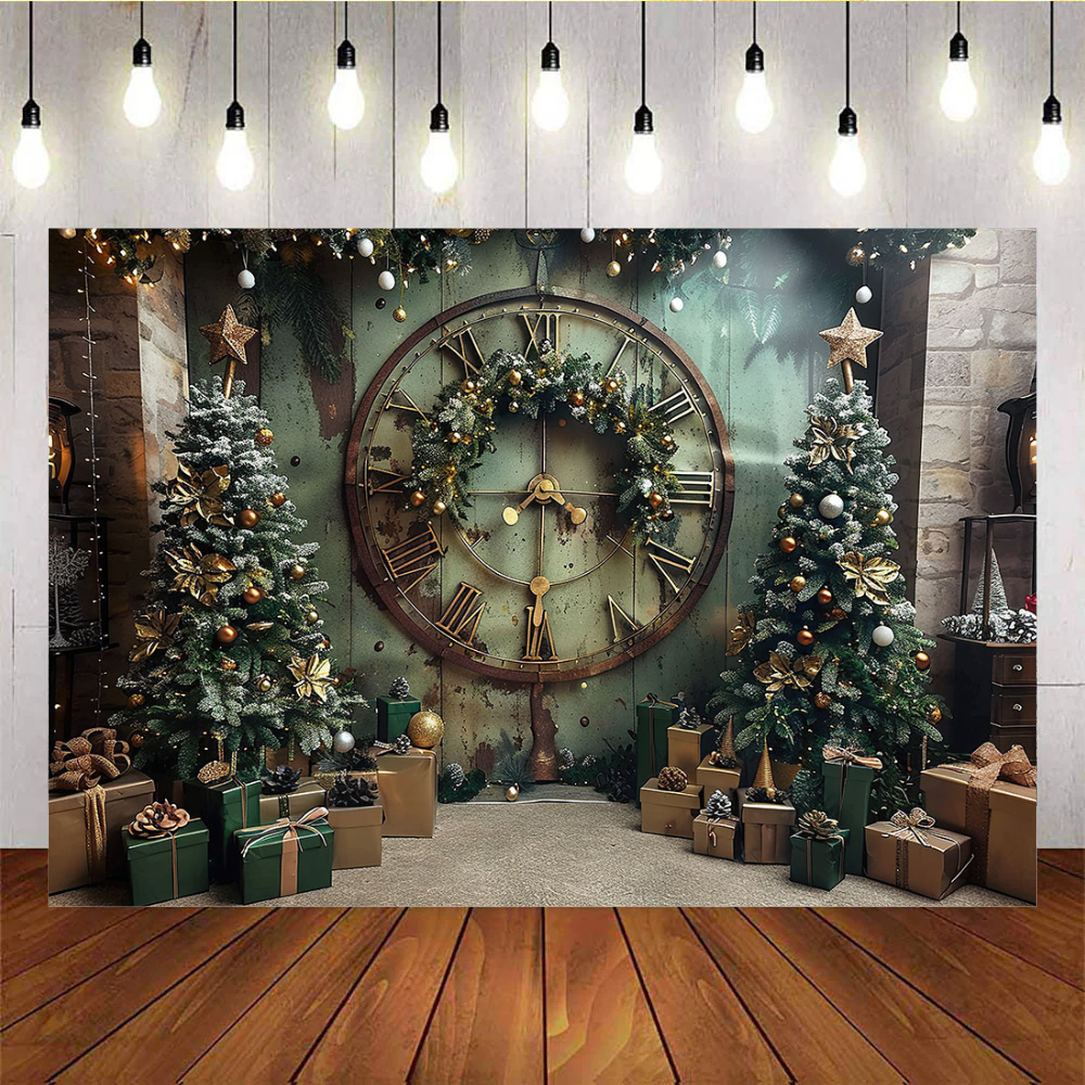 Mocsicka Green Christmas Tree Clock Wreath Background – Mocsicka Party