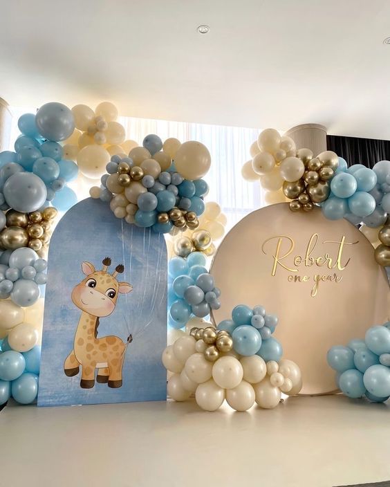Mocsicka Skin Color Golden Robert One Year Birthday Round Cover Backdrop-Mocsicka Party