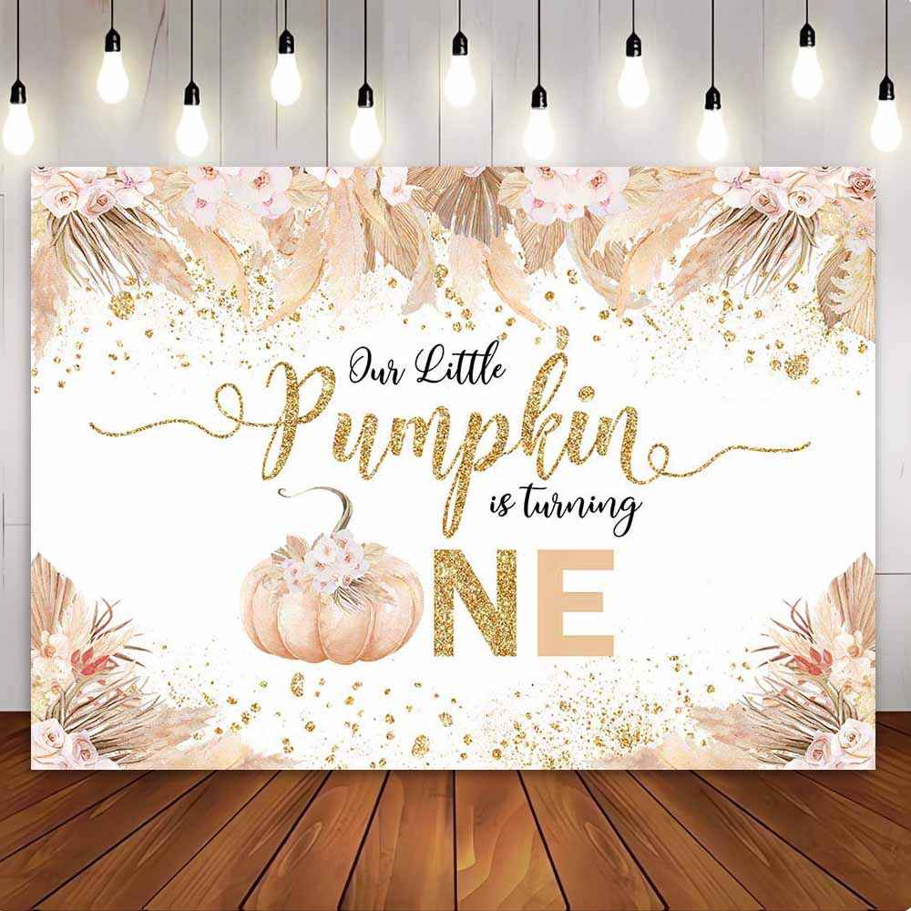 Mocsicka Our Little Pumpkin is Turning One Baby Shower Party Backdrop-Mocsicka Party