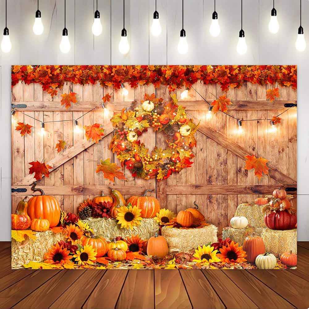 Mocsicka Pumpkin Thanksgiving Wooden Door Background-Mocsicka Party