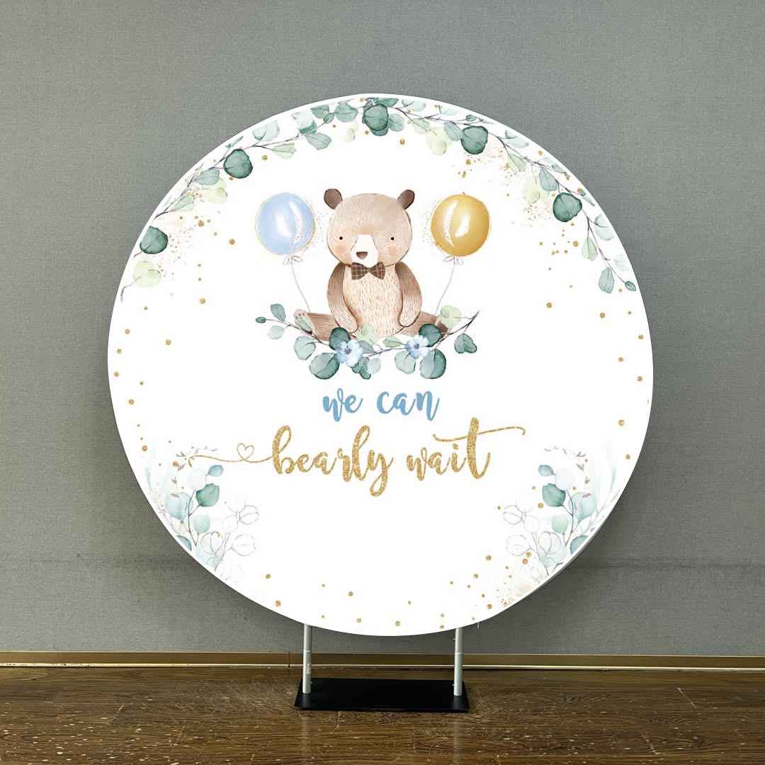 Mocsicka We Can Bearly Wait Baby Shower Round Cover-Mocsicka Party