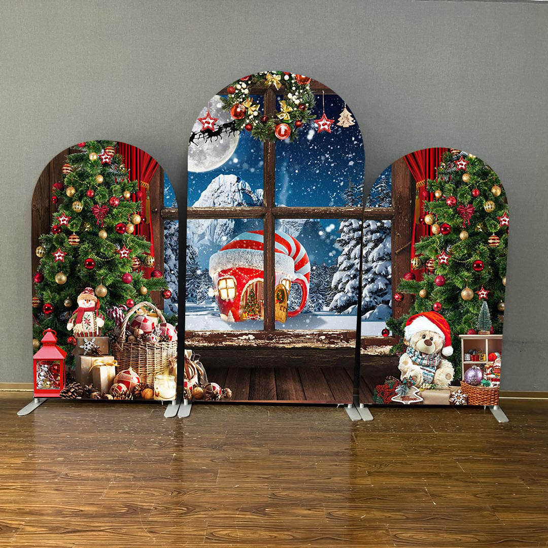 Mocsicka Christmas Theme Double-printed Chiara Cover Backdrop for Party Decoration-Mocsicka Party