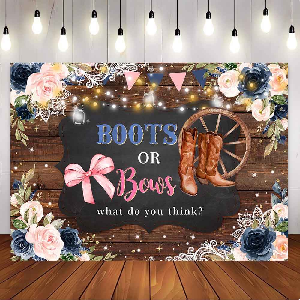 Mocsicka Boots or Bows Gneder Reveal Party Backdrop-Mocsicka Party