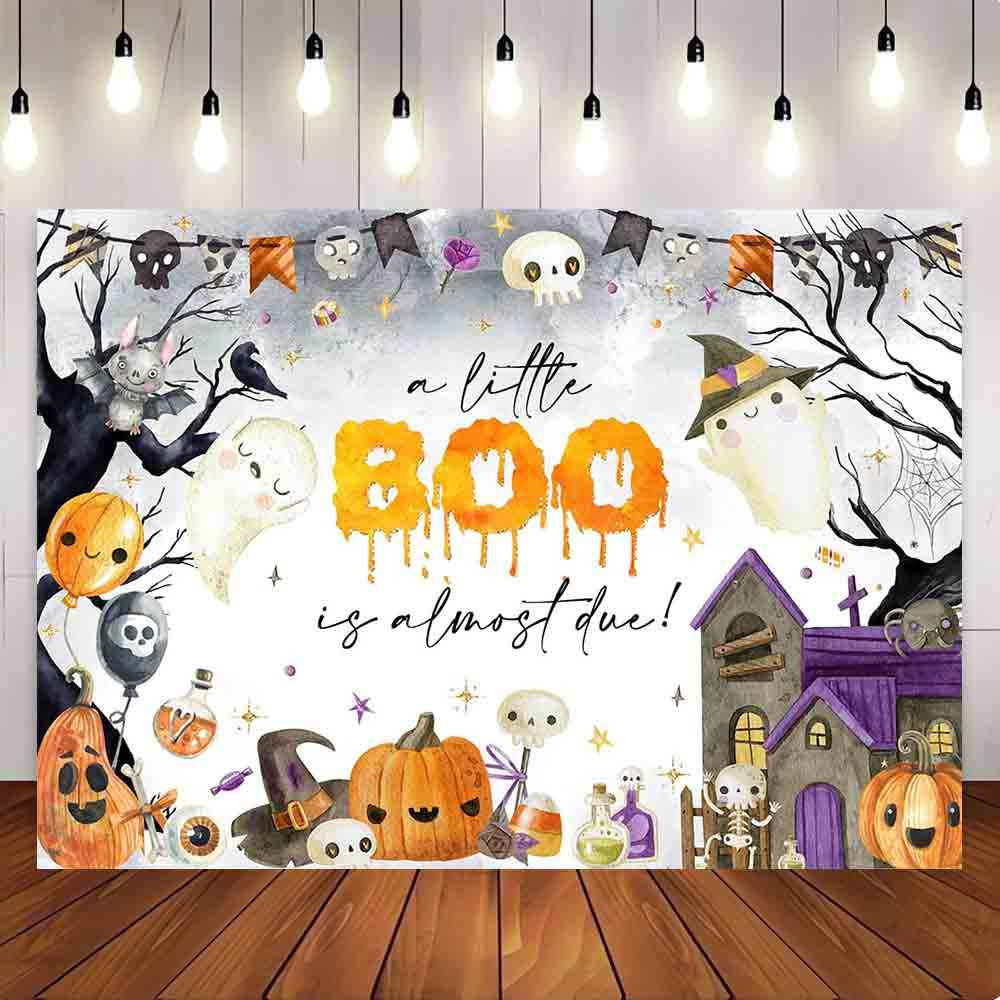 Mocsicka A Little Boo is Almost Due Backdrop for Halloween Party-Mocsicka Party