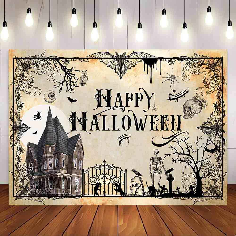 Mocsicka Vintage Castle Happy Halloween Party Backdrop-Mocsicka Party