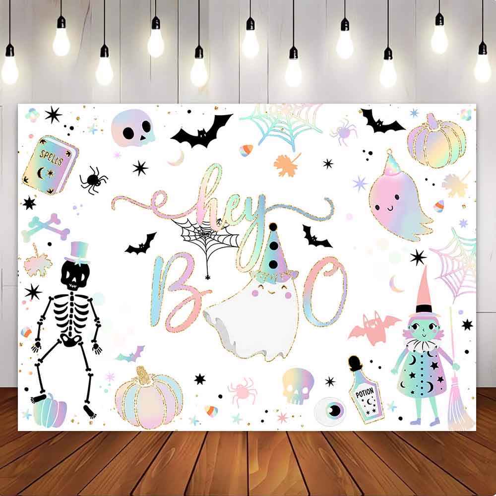 Mocsicka Hey Boo Halloween Theme Party Backdrop-Mocsicka Party