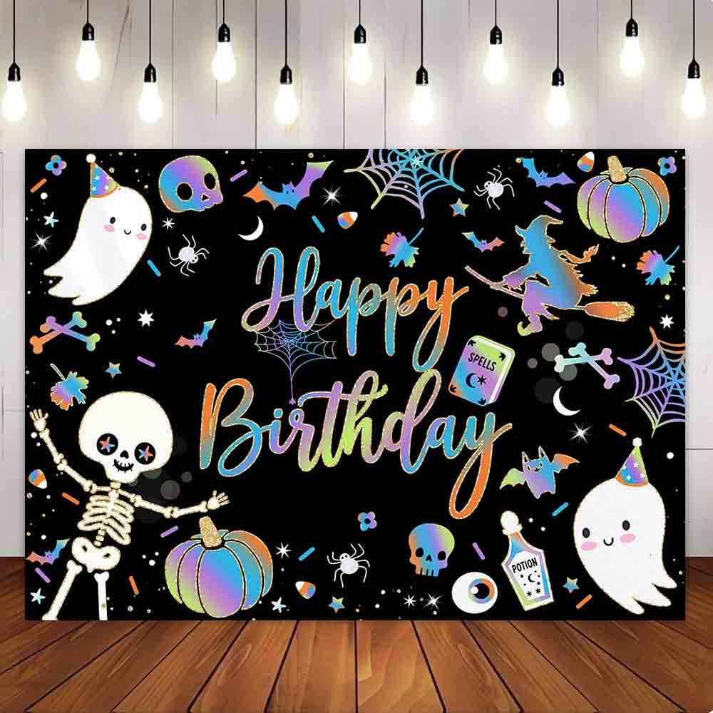 Mocsicka Halloween Theme Happy Birthday Party Backdrop-Mocsicka Party