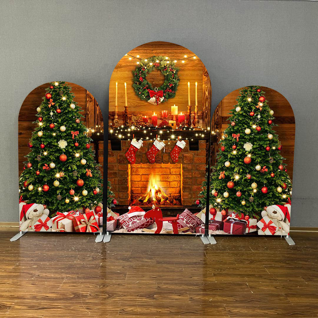 Mocsicka Happy Christmas Double-printed Chiara Cover Backdrop for Party Decoration-Mocsicka Party