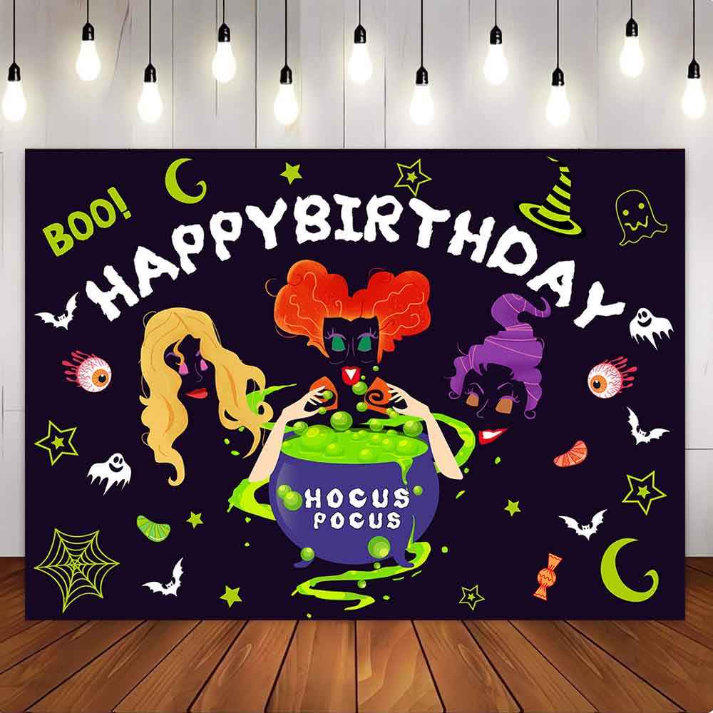 Mocsicka Halloween Theme Happy Birthday Party Backdrop-Mocsicka Party
