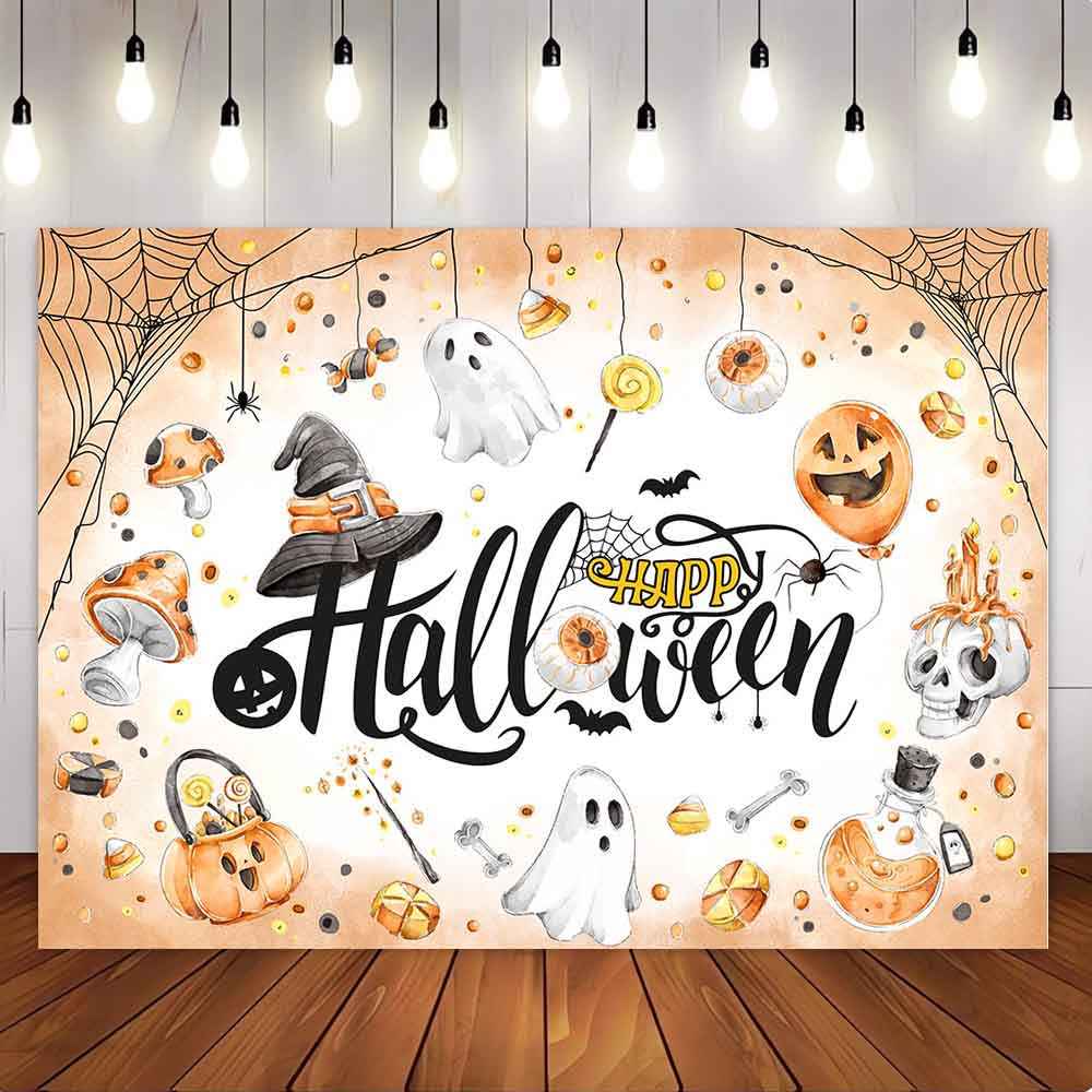 Mocsicka Pumpkin Imp Happy Halloween Party Backdrop-Mocsicka Party