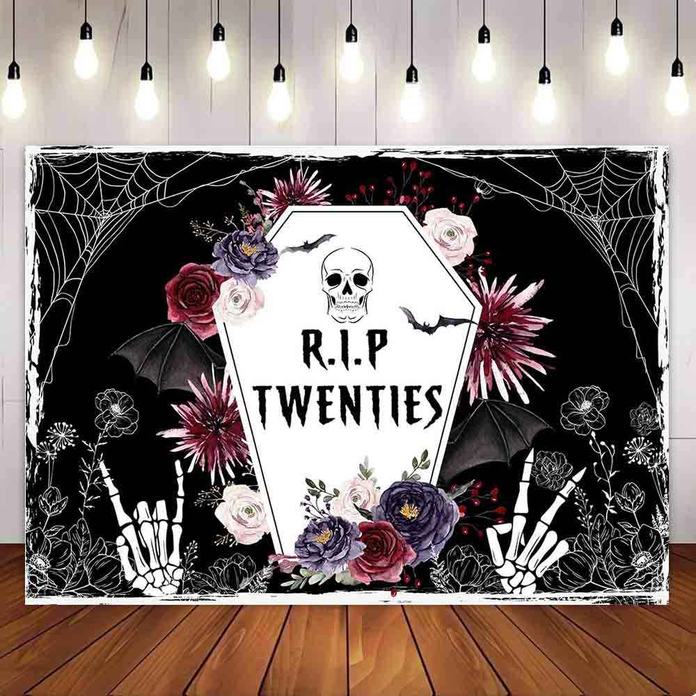 Mocsicka Hallonwen Theme R.I.P Twenties Birthday Party Backdrop-Mocsicka Party