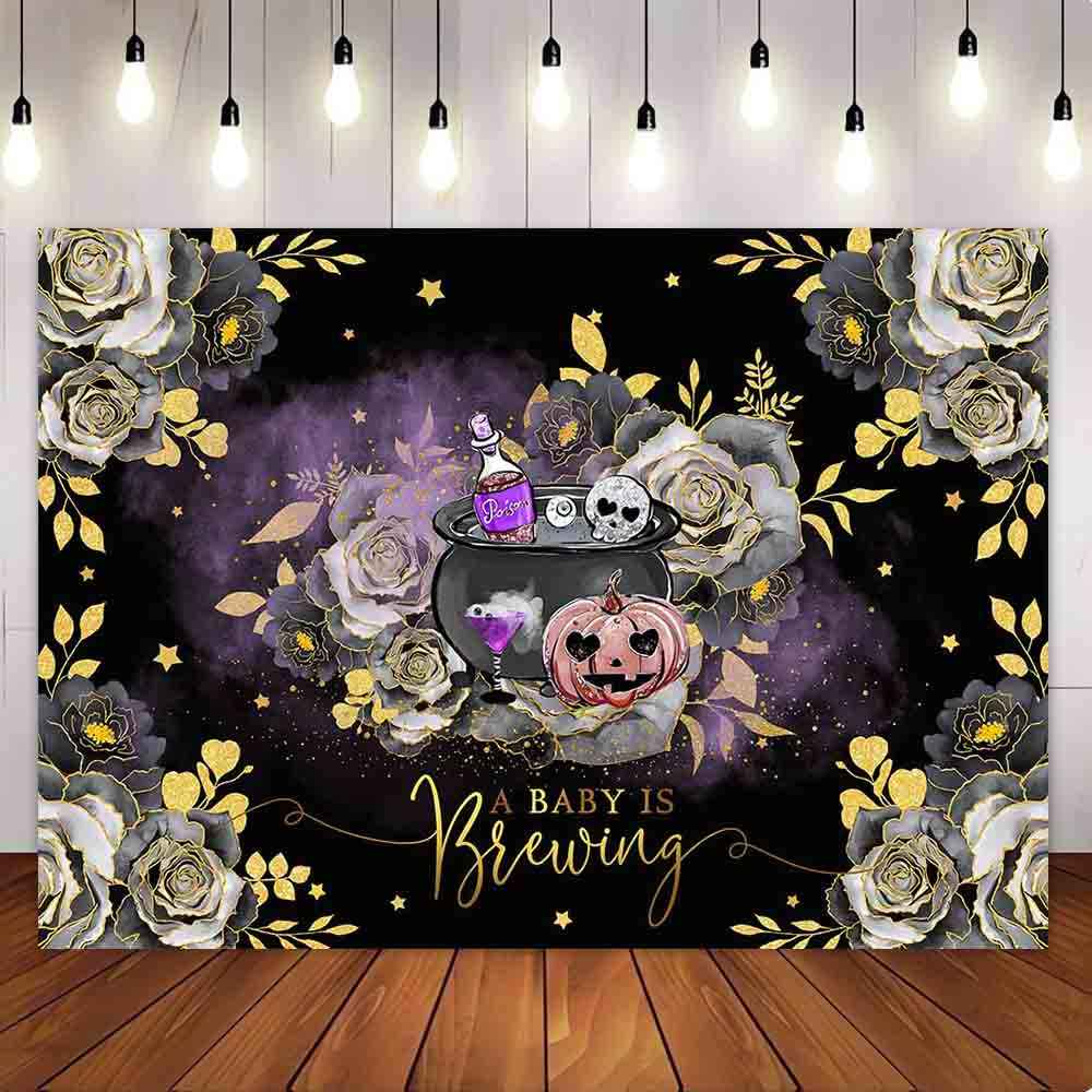 Mocsicka A Baby is Brewing Halloween Theme Baby Shower Party Backdrop-Mocsicka Party
