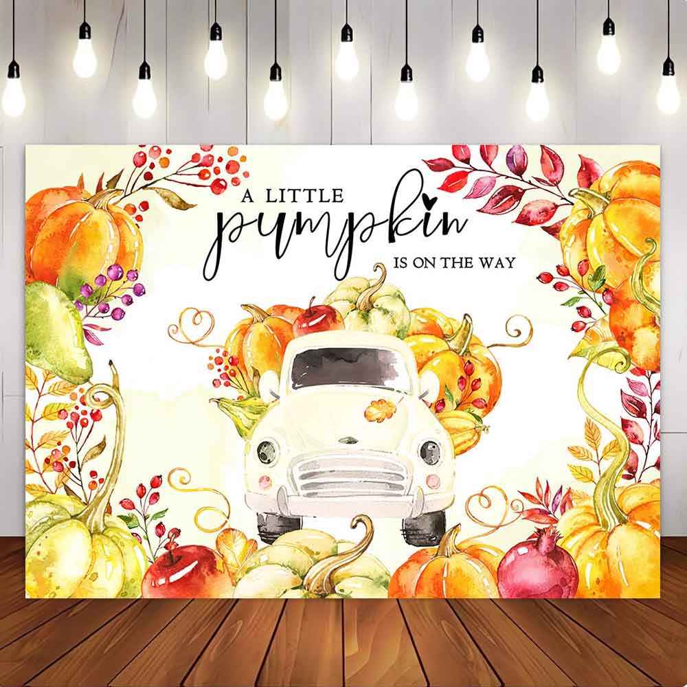 Mocsicka A Littel Pumpkin is one the Way Backdrop for Baby Shower Party-Mocsicka Party