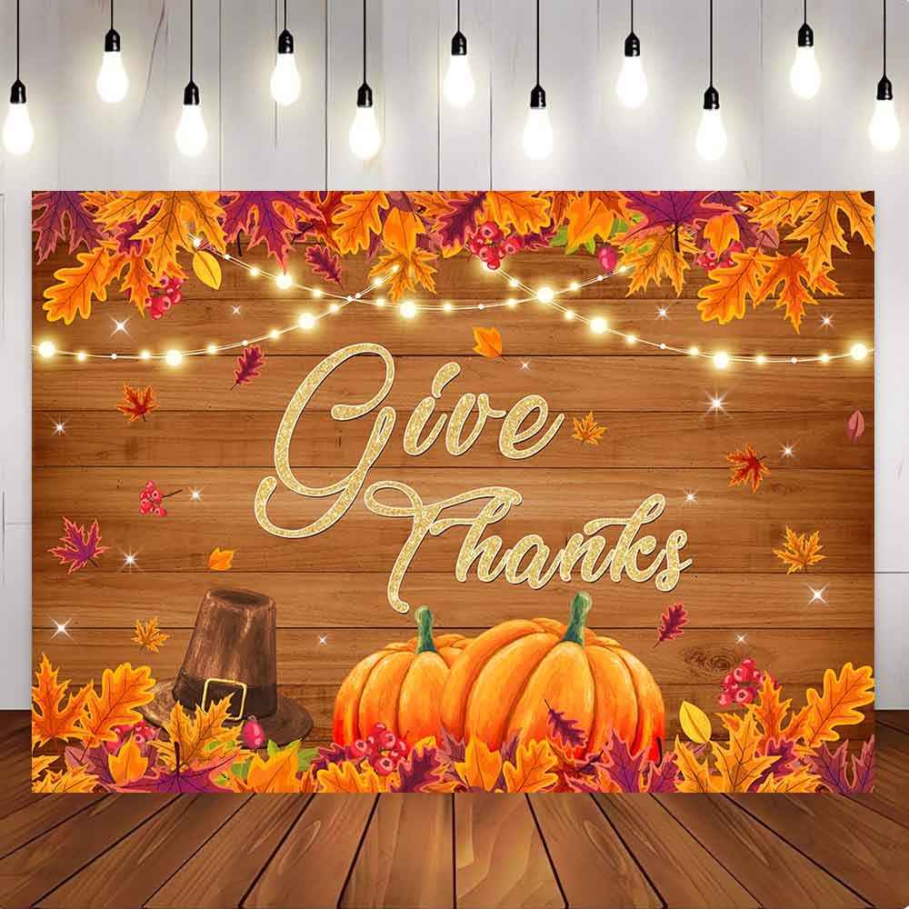 Mocsicka Give Thanks Golden Maple Squash Backdrop for Thanksgiving Day Party-Mocsicka Party