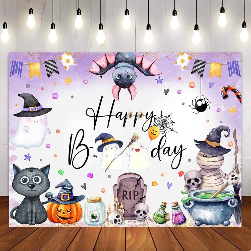 Mocsicka RIP Happy Booday Halloween Party Backdrop-Mocsicka Party