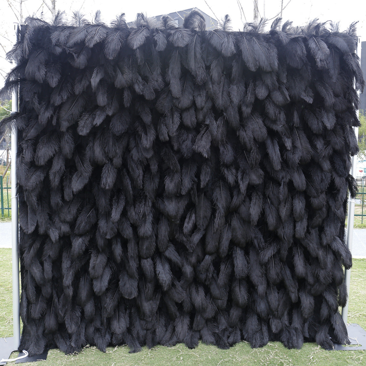 Mocsicka Noble Black Artificial Feathers Flower Wall Wedding Party Decor