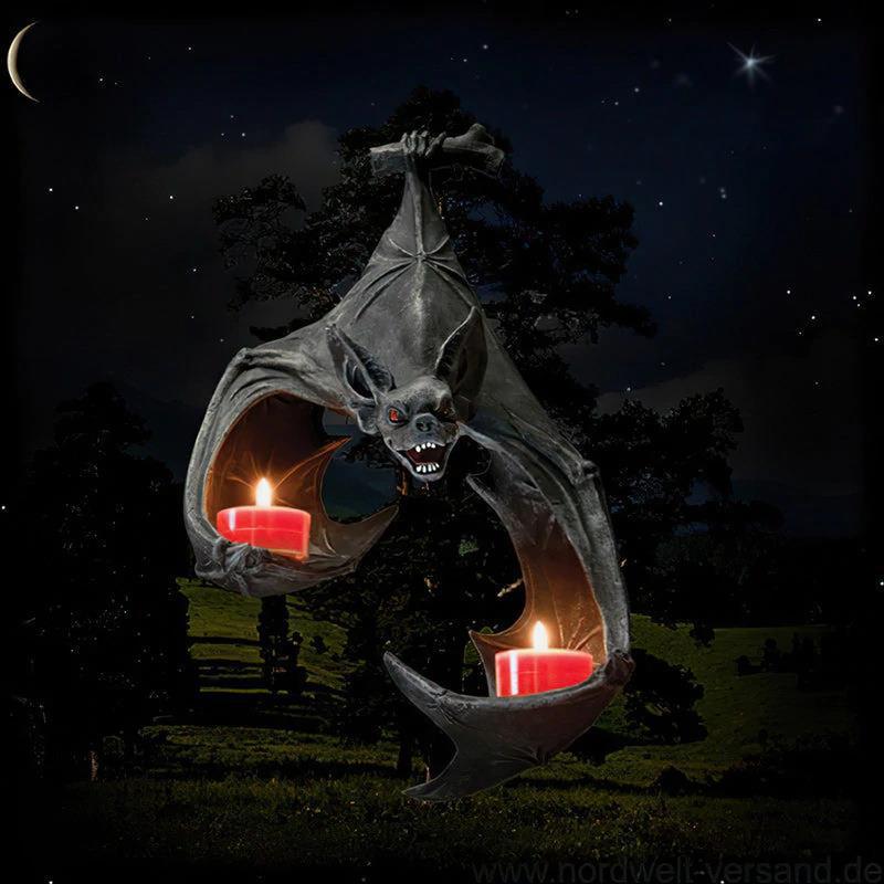 Mocsicka 2Pcs Ghost Bat LED Wall Mounted Candle Holder Halloween Party Horror Set Accessories
