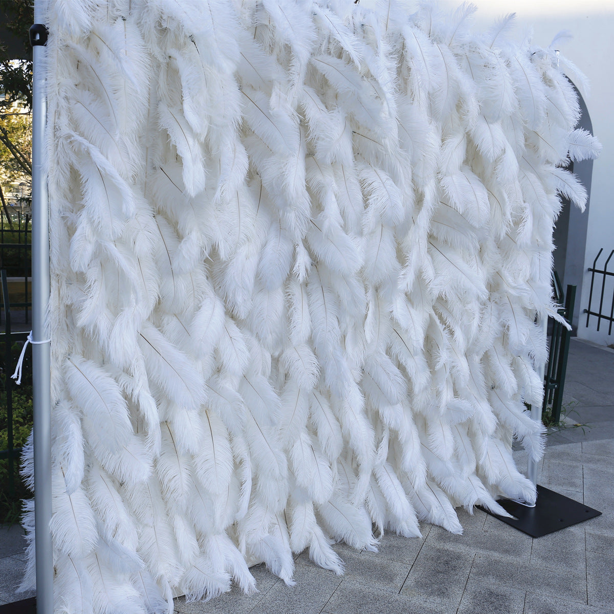 Mocsicka Holy Pure White Artificial Feathers Flower Wall Wedding Party Decor
