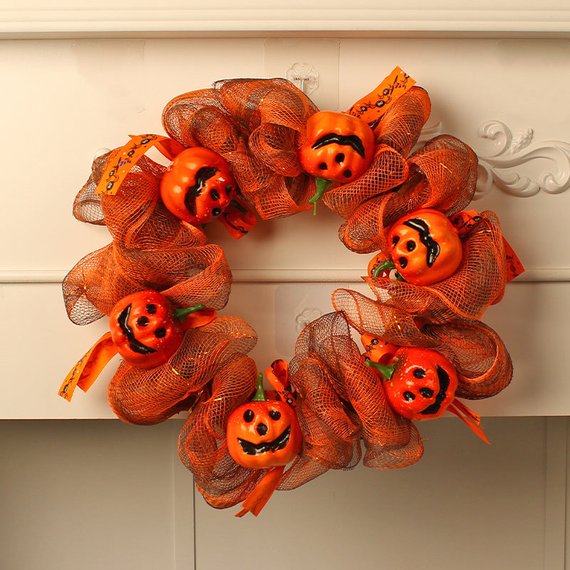 Mocsicka Halloween Pumpkin Mesh Garland Front Door Decoration Accessories