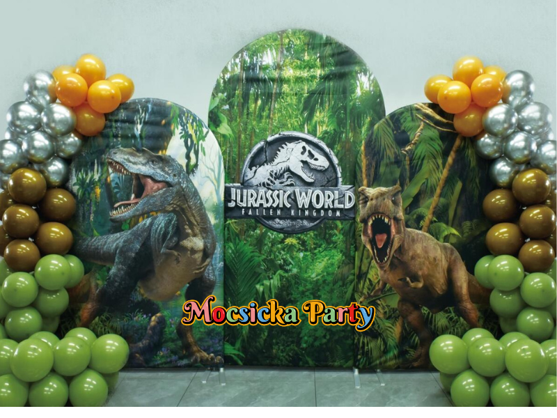 Mocsicka Boy's Birthday Dianosour Double-printed Chiara Cover Backdrop