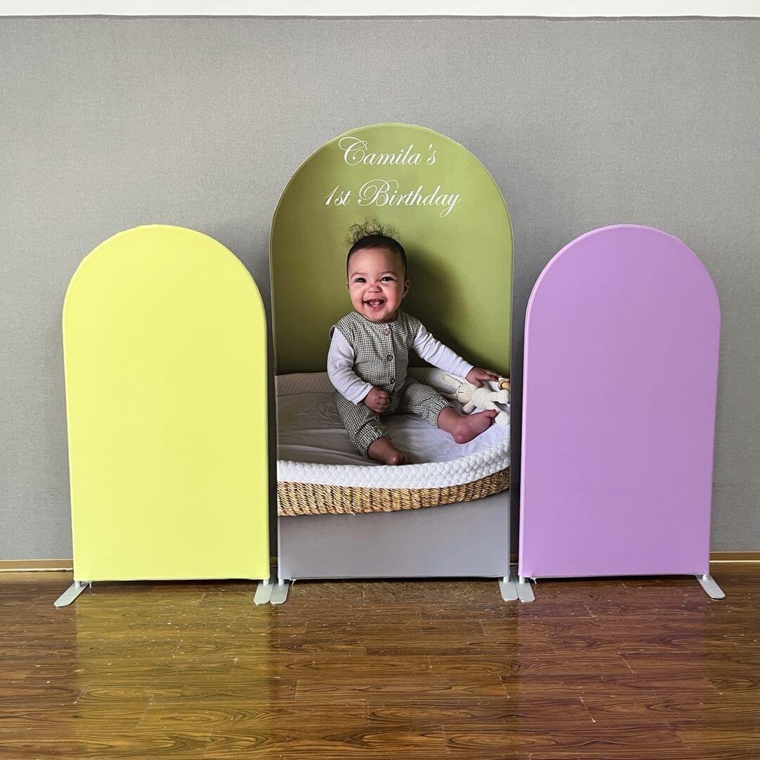 Mocsicka Solid Color Happy Birthday Party Double-printed Chiara Cover Backdrop-Mocsicka Party