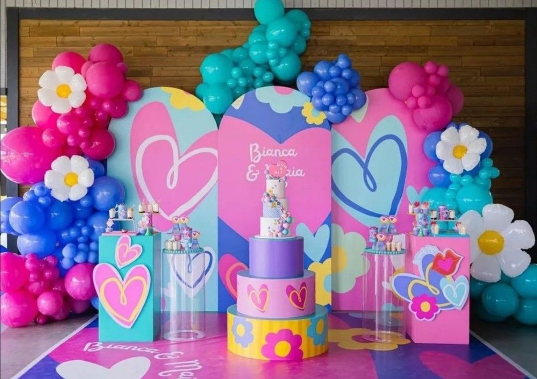 Mocsicka Heart Full of Love Double-printed Chiara Cover Backdrop for Party Decoration-Mocsicka Party