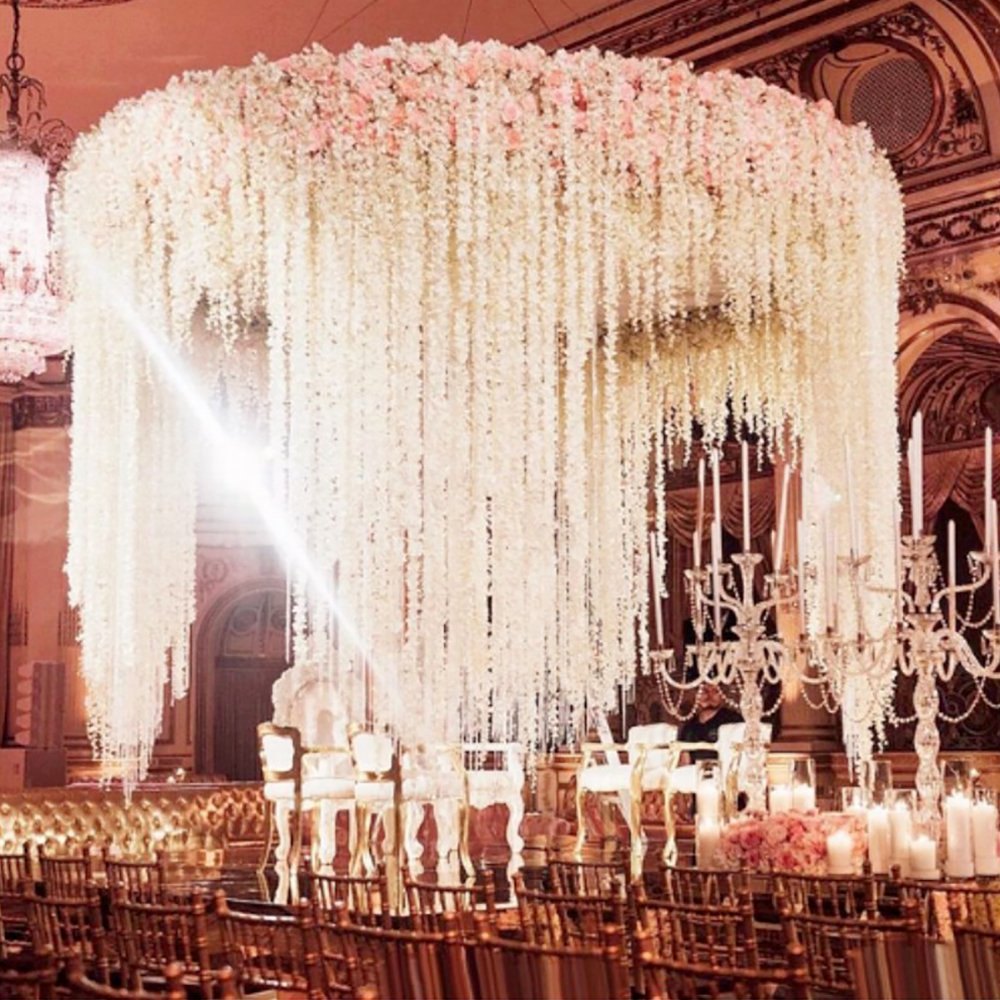 Mocsicka 20Pcs 4ft Artificial Long Flower Strings for Wedding Party Decoration