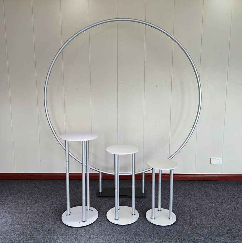 Flash Sale Mocsicka Aluminum allo 3 pcs Cylinder Pillar Stand & 6.5FT Round Stand and Cover Kit-Mocsicka Party