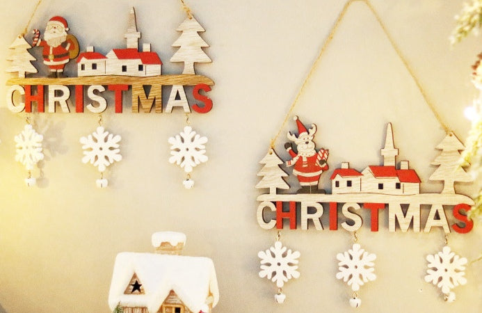 Mocsicka 3Pcs Christmas Wooden Pendant decor Accessories