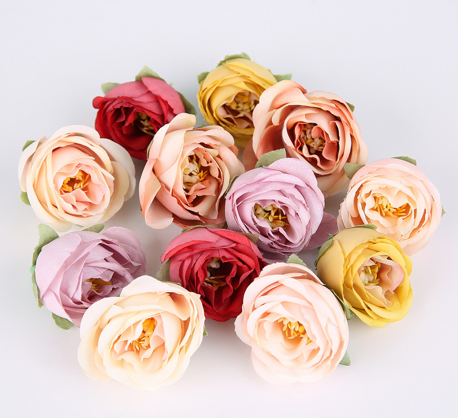 Mocsicka 30pcs 3cm Wedding Decoration Artificial Silk Rose Flower Heads Accessories