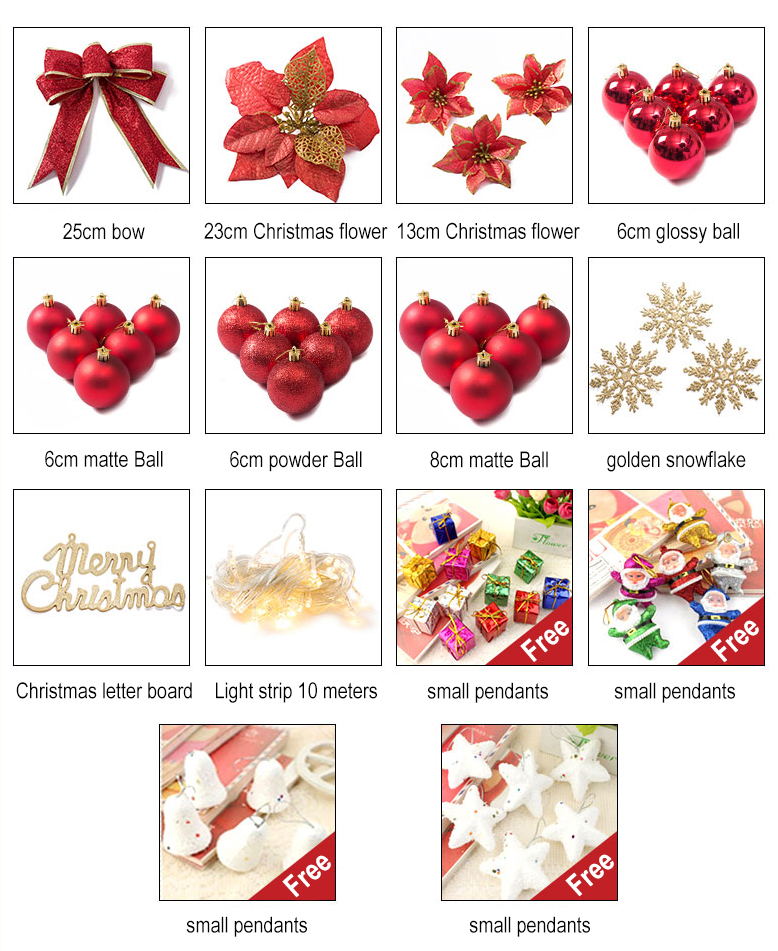 Mocsicka Party Merry Christmas Red Tree and Pendants Set Christmas decor