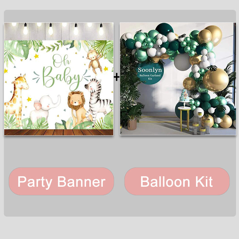 Mocsicka Oh Baby Forest and Animals Baby Shower Newborn Background and Balloon Kit-Mocsicka Party