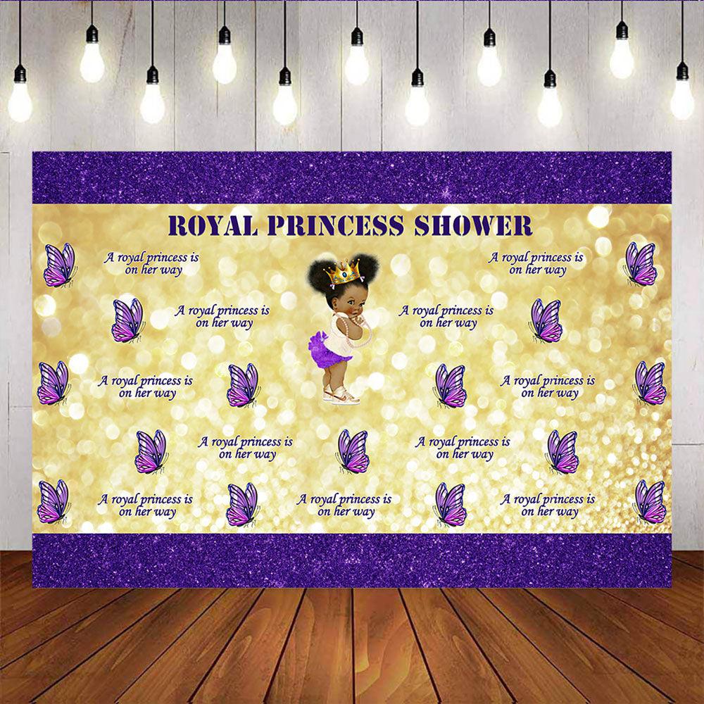 Custom Royal Princess Purple Butterfly Gold Dots Baby Shower